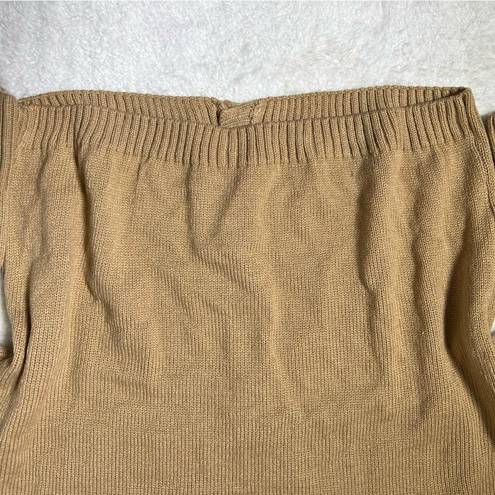 Tan Cable Knit Button Down Cardigan Sweater Size M