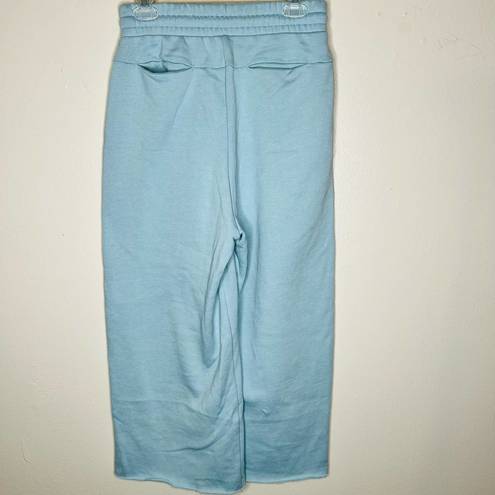 Sage Collective Wide Leg Sweatpants SMALL Ether Blue Ankle Crop Pull On Lounge