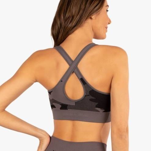 Koral  Womens Size S Black Grey Sparrow Seamless Sports Bra Gym Camo Compression