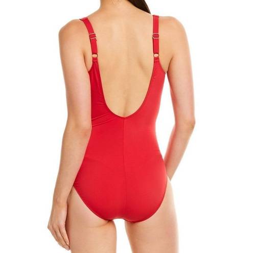 Gottex New.  red ruched swimsuit. Size 12. Retails $168