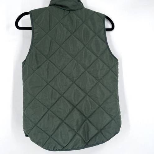 Dee Elle  Women's Quilted Vest Mock Neck Full Zip Front Pocket Army Green Small