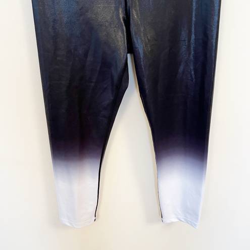 Zyia Black and White Metallic Ombré Performance Hi-Rise 7/8 Leggings Size