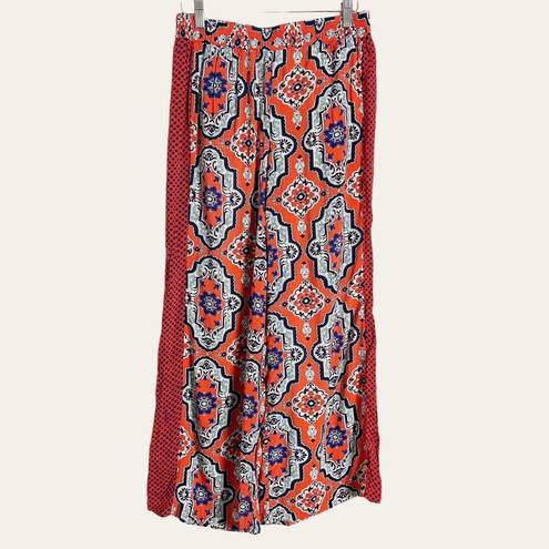 Liliana Anthropologie Lilka Orange Printed Cotton Boho Palazzo Pants Size S