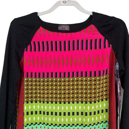 Hale Bob  Black Geometric Print Blouse Top Small