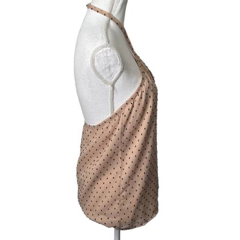 L'Academie L’academie Amber Swiss Dot Nude Halter Sleeveless Top Womens Size XS