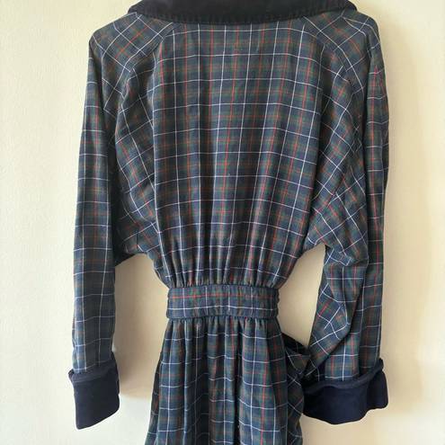 Victoria's Secret Vintage Y2K Victoria’s Secret Country Velvet Cotton Blue Green Red Plaid Robe