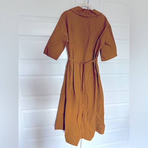 Krass&co  Tie Waist Tton‎ Poplin Midi Dress - Dijon- NWT- M