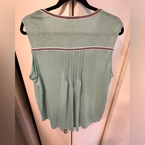 Style & Co  Embroidered Tasseled Knit Top Aqua Blue 1x