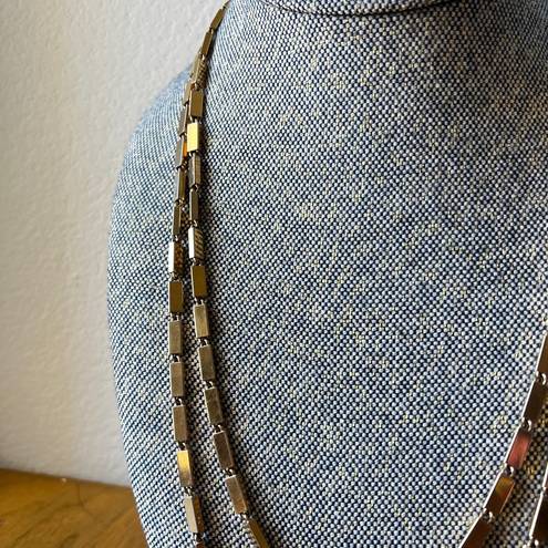 Monet  Signed Vintage Gold Plated Paperclip Link Necklace 26”