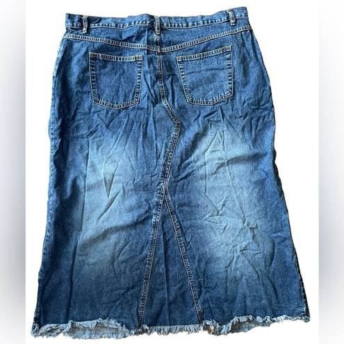 Carolina Blues  Plus Size Y2K Blue Western Grunge Distressed Stretch Denim Skirt