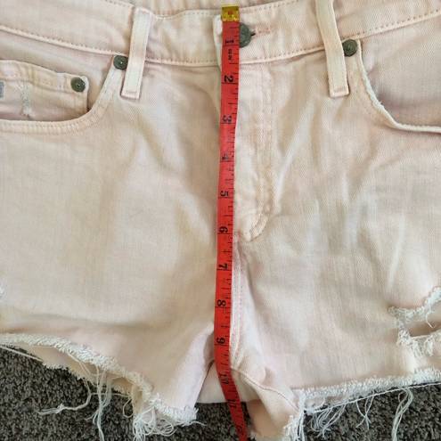 AG Adriano Goldschmied  pale pink denim cut off shorts size 28