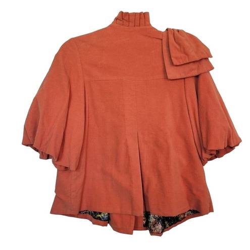 Judith March  Womens Medium Velvet Orange Jacket with Shoulder Bow