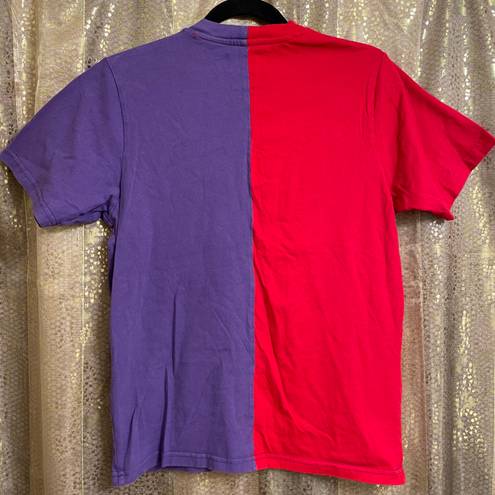 Teddy Fresh Purple Red Colorblock Split T-Shirt, XS