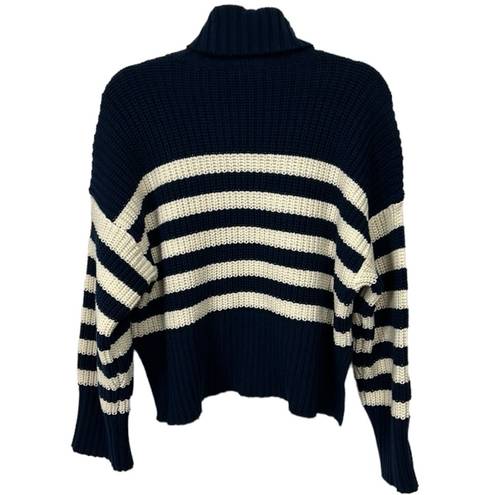 Madewell  Wide Rib Turtleneck Sweater Navy and White Striped Women’s size medium