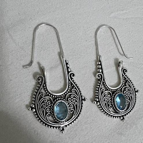 Vintage Blue Bohemian Dangle hoop earrings  Womens Jewelry vintage style