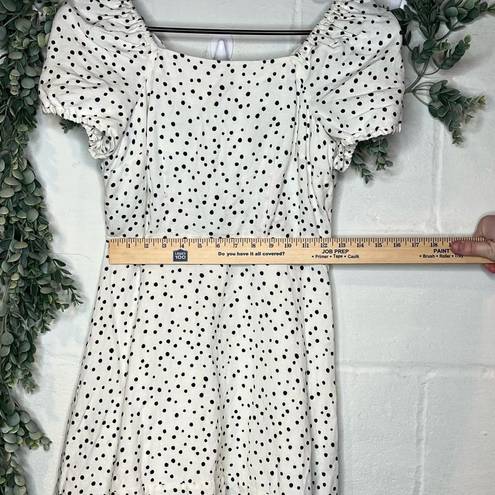 Loft | women white dress with black polka dots open back dress