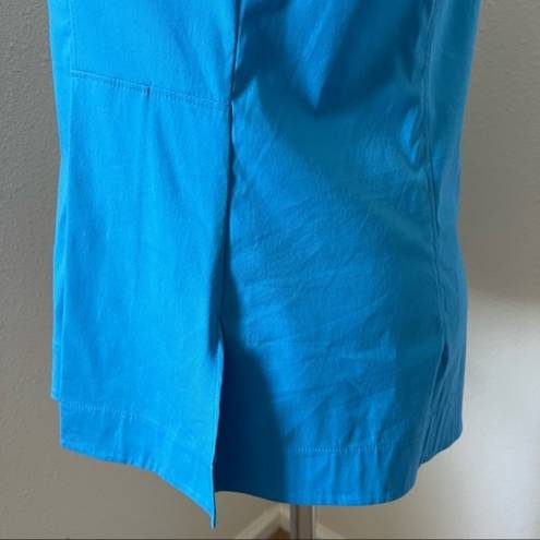 Akris EUC  Sleeveless Collared Cotton Blouse‎ Women S Concealed front Blue