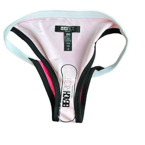 Beach Riot NEW  Becca Colorblock Neon Pink White Black Bikini Bottoms Size Small