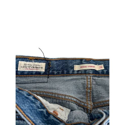 Levi Strauss & CO. Levis Womens Wedgie Straight Button Fly Jeans Blue Denim Size 26