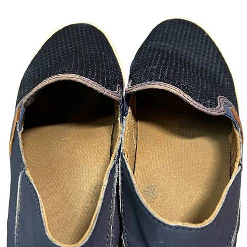 Olukai  Pehuea Shoes Womens Size 8.5 Navy Blue Mesh Drop In Heel Classic Slip On