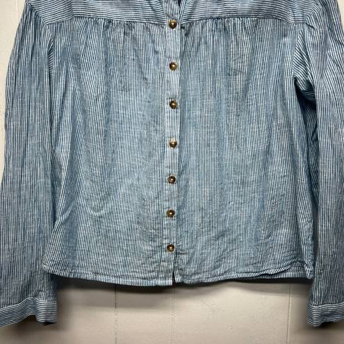 Pilcro  Anthropologie Button Front Long Sleeve Cotton Blue Shirt Women's Size XS