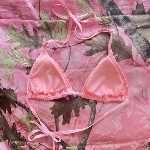 Bubblegum pink striped y2k bikini top