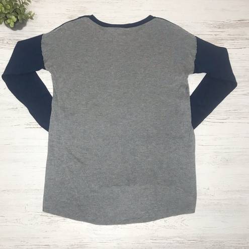 a.n.a Crewneck Navy Gray Color-block hi-lo Sweater