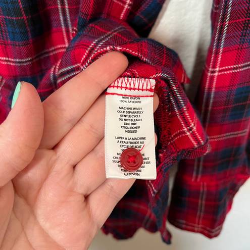 BeachLunchLounge red plaid flannel t-shirt dress size XS