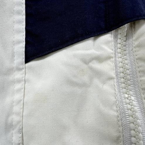 Mulberry Vintage  Street Full Zip Windbreaker Jacket 90 Ski Hood Abstract White M