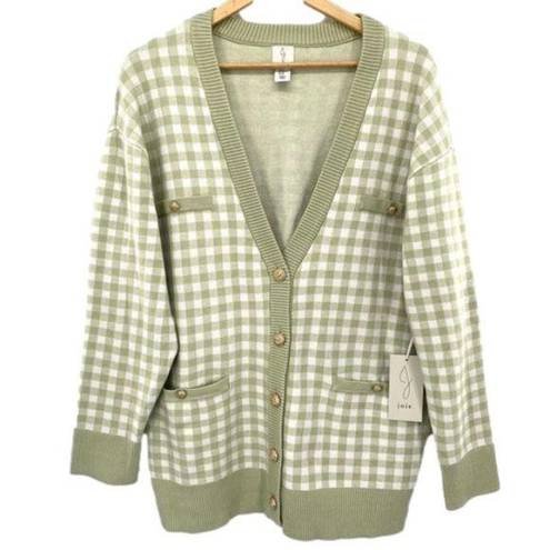 Joie  Gingham Boyfriend Oversized Cardigan Sweater New