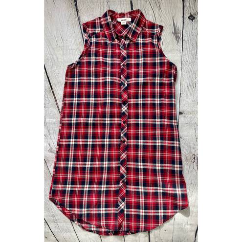 Sans Souci Red Plaid Shirtdress