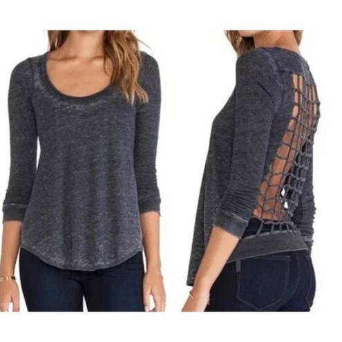 Chaser  Revolve Black Burnout Open Back Design Top Shirt Long Sleeve Women’s S