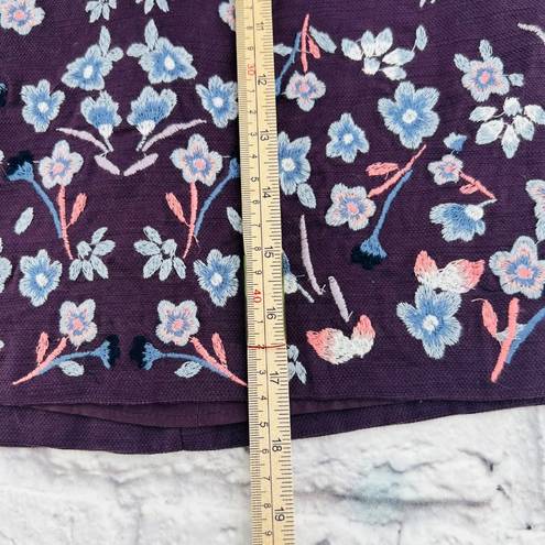 The Loft Ann‎ Taylor Pencil Skirt Women's Size 6 Plum Embroidered Floral Lined Mini