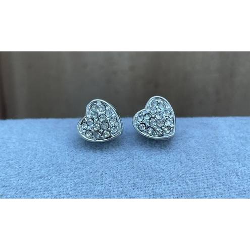 Swavorski Swarovski Heart Stud Sparkle Silver Tone Earrings