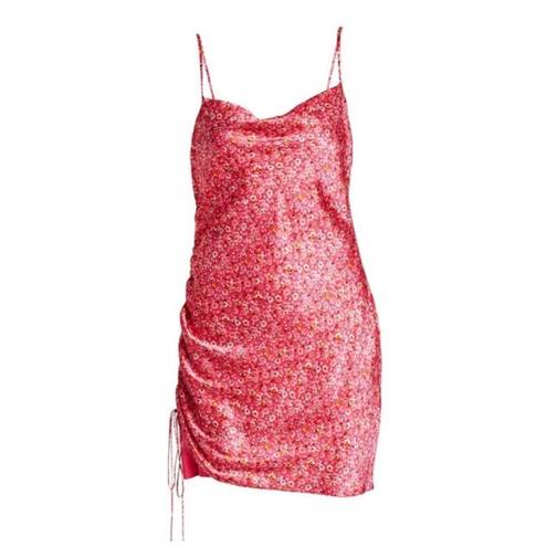 Cinq à Sept NWT Cinq A Sept Astrid Ditsy Satin Cocktail Dress Pink Floral Mini Ruching 12