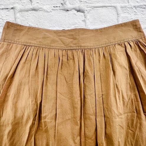 The Loft Ann‎ Taylor Women Tan Cotton Pleated Casual Skirt Size 4 Pull-On Lined