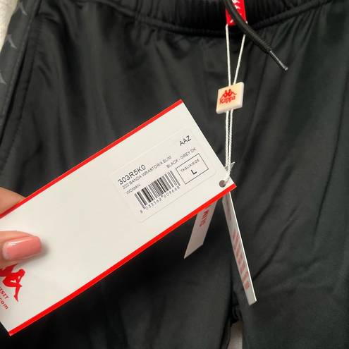 Kappa NWT  Black Gray Track Pants Sweats