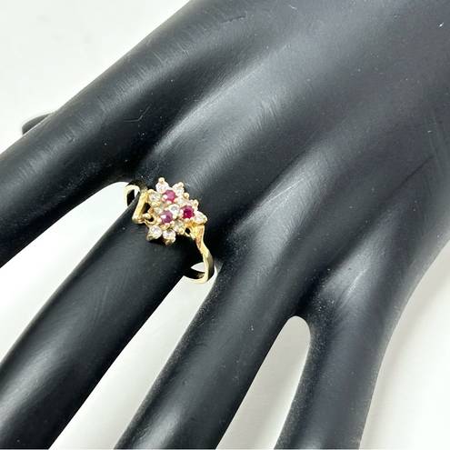 Ruby 10K diamond and  ring, Approx size 8