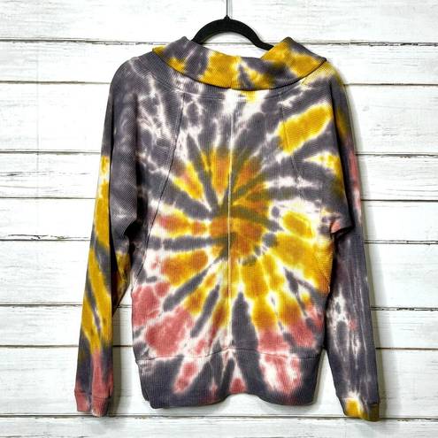 Pilcro  Anthropologie Angie Thermal Cowl Neck Pullover Tie Dye Size Medium