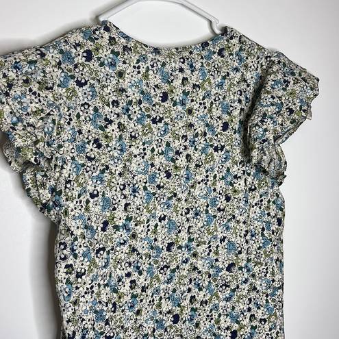 Solitaire NWT  Floral Layered Ruffle Sleeve Embroidered Top