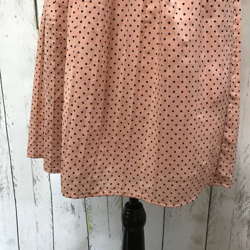 Bordeaux  Los Angeles lightweight dress in peach and black polka dots.  W/belt L