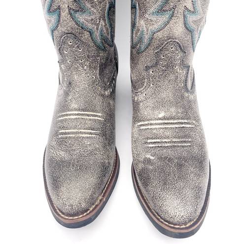 Justin Boots Justin Calimero Graphite Bomber Gray Blue Leather Western Boots Women’s Size 7.5