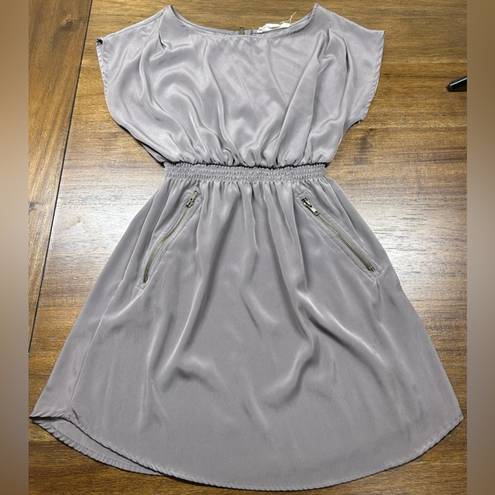 One Clothing Women's Gray Short Dolman Sleeve Blouson Dress Size Small