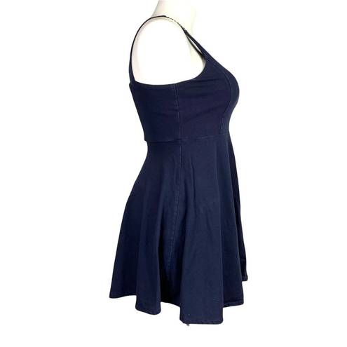 Aeropostale Womens Dress Cutout Jeweled Bodice Fit and Flare Navy Blue Large