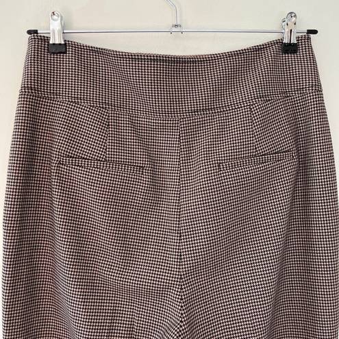 Rebecca Taylor Houndstooth High Rise Waist Ankle Crop Straight Leg Trouser Pant