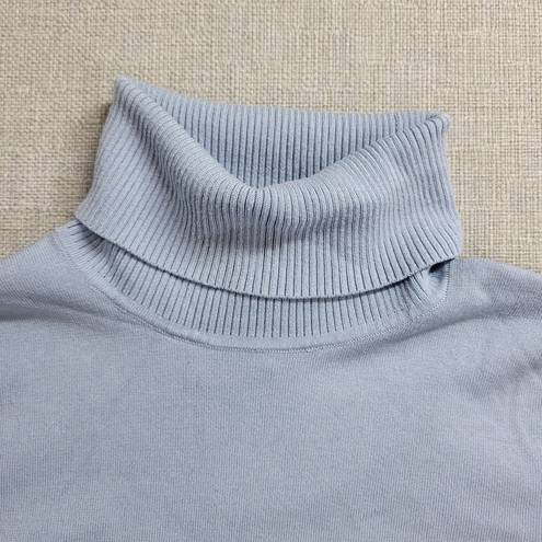 Petite Sophisticate  Womens Turtleneck Sweater Size S Blue Silk Stretch Pullover