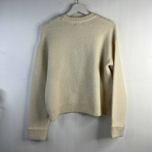 a.n.a  Crewneck Pullover Quilt Tribal Pattern Sweater Long Sleeve Cream Size M