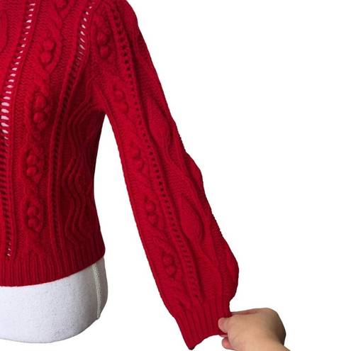 Krass&co  Cashmere Blend Wool Cable Knit Pullover Sweater Red Boxy Women’s Size Small