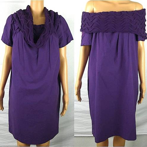 W By Worth  Deep Jelly Poplin Knit off The Shoulder Dress NWT Purple Sweater 10