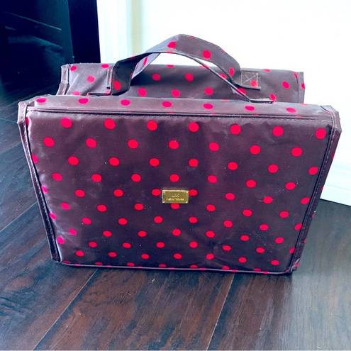 JM Collection JM New York Brown & Pink Polka Dot Print Roll-Out Travel Make Up Bag